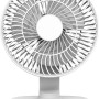 Ventilatore da tavolo bianco a batteria (Ø 20 cm) per un raffreddamento flessibile e senza fili.