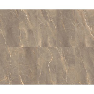Piastrelle per pavimenti effetto marmo, grigio-marrone con venature chiare.