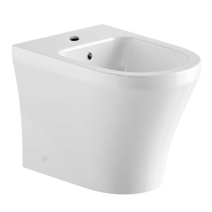 Bidet t.b.t. in ceramica bianca, vista frontale.