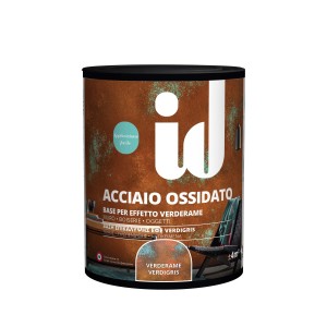 Barattolo di pittura effetto "t.b.t.", effetto acciaio ossidato con effetto verderame per decorazione murale.