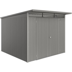 Casetta da giardino in metallo Biohort AvantGarde ECO Gr. A7 grigio quarzo-metallizzato con doppia porta.