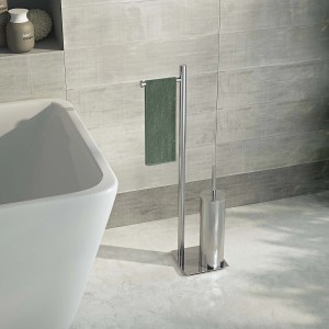 t.b.t. Piantane: Porta asciugamani freestanding cromato con set scopino WC.