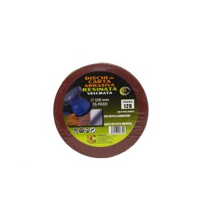 Dischi abrasivi, grana 120, diametro 150 mm, per levigatura.
