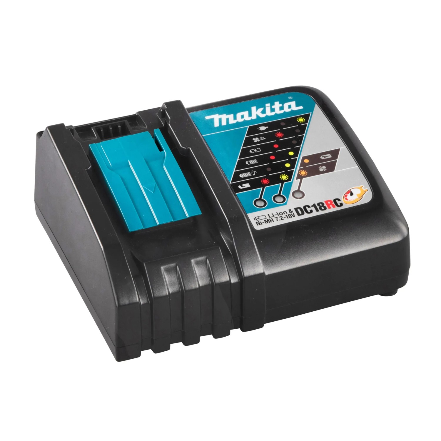 Caricabatterie Makita DC18RC per batterie da 18 V, per caricare batterie per avvitatori a batteria.