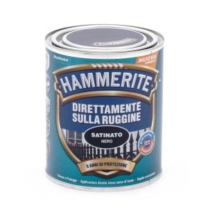 Barattolo di smalto per metallo Hammerite, direttamente sulla ruggine, nero satinato.