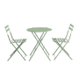 Set bistrot pieghevole AUSTIN, set da giardino con tavolo e due sedie in acciaio verde trattato.
