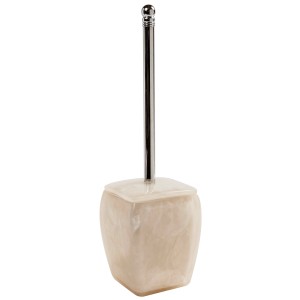 Set scopino WC t.b.t. con contenitore marmorizzato e manico cromato.