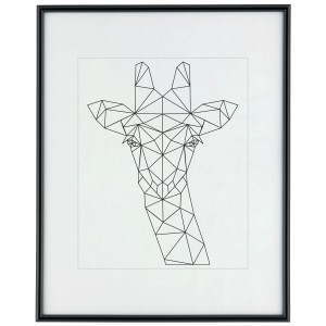 Cornice nera con motivo geometrico di giraffa.