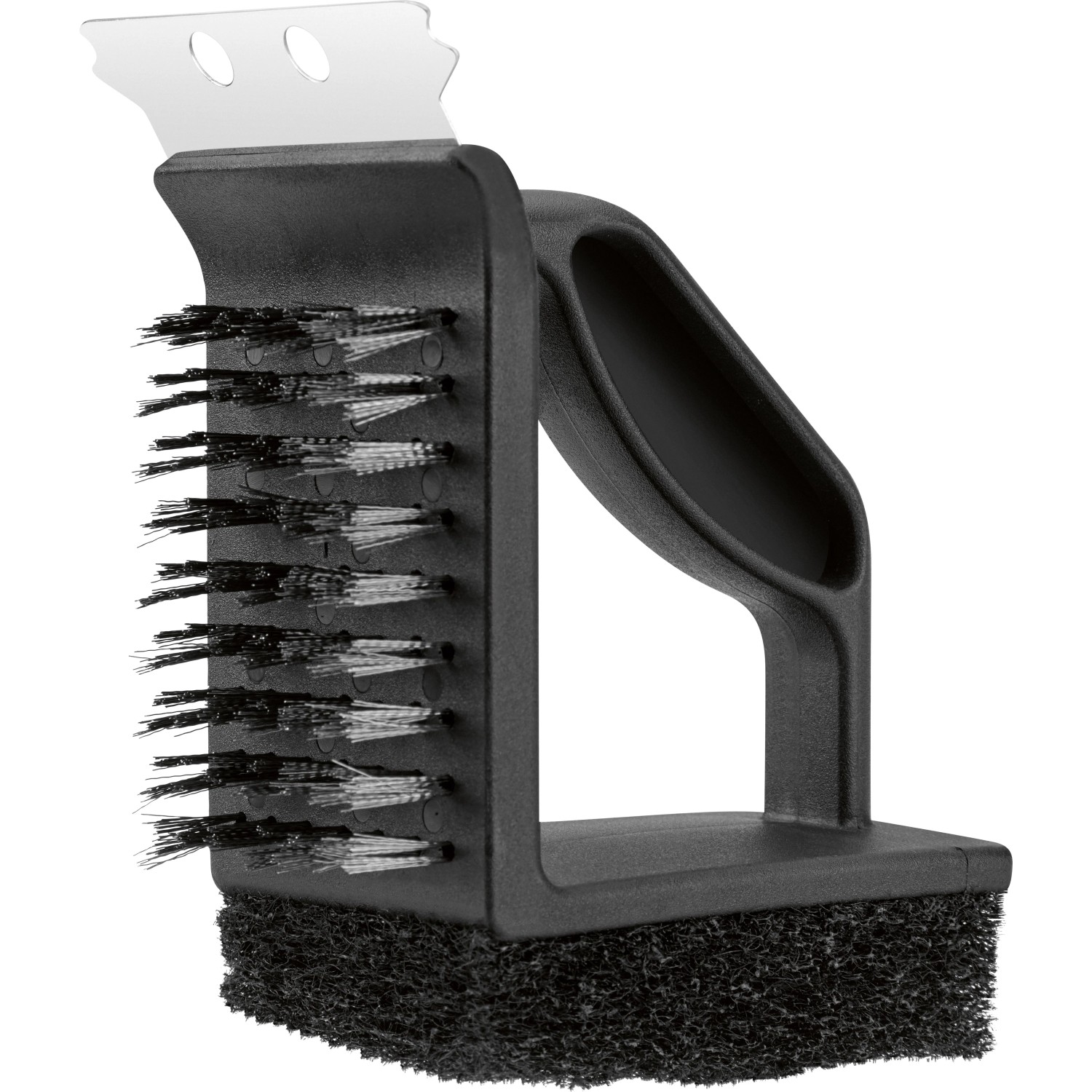Spazzola per grill Jamestown 3-in-1 con raschietto e spugna per la pulizia.