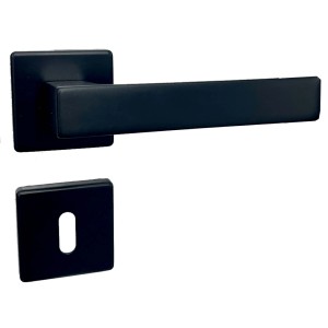 Set maniglia per porta nera, squadrata, per interni.