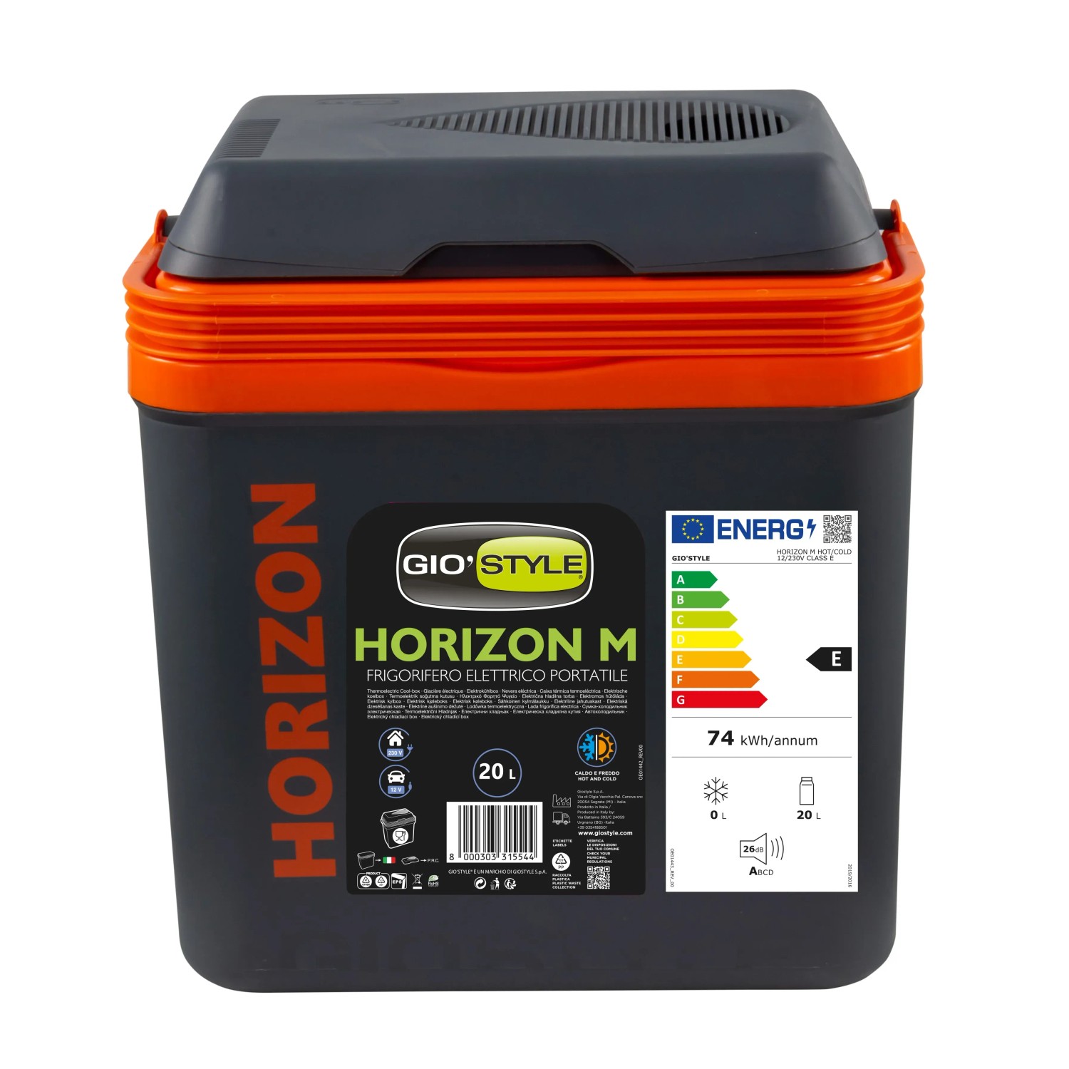 Frigorifero portatile da campeggio Gio'Style Horizon M, 20 litri, grigio/arancione.