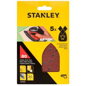Set di carta vetrata Stanley, 5 pezzi, grana 80, compatibile con Black+Decker, Stanley Fatmax, Bosch