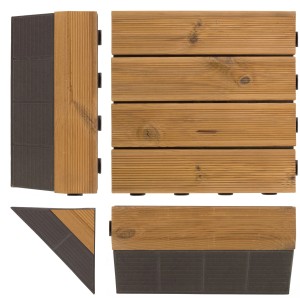 Diverse viste di piastrelle in legno t.b.t. per esterni.