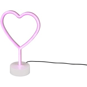 Lampada da tavolo LED a forma di cuore bianca, alta 29,6 cm, per un'atmosfera romantica.
