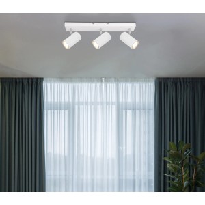 Faretto Globo Robby bianco a 3 luci, 410x60x120mm, per lampadine GU10, design moderno.