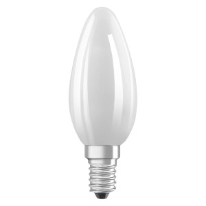 Lampadina LED E14 bianca a forma di goccia per interni.