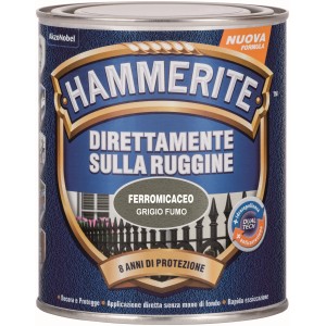 Smalto per metallo Hammerite, grigio, direttamente sulla ruggine, per protezione duratura.