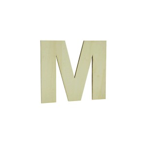 Lettera in legno "M" per decorazione murale.