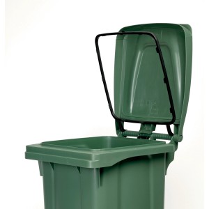 Pattumiera t.b.t. verde con coperchio aperto. Categoria: Pattumiere.
