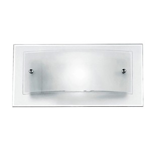 Applique t.b.t. bianca con forma rettangolare e vetro satinato.