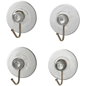 Set di 4 ganci a ventosa Wenko, trasparenti/nickel, per bagno e casa. Porta asciugamani senza forare.