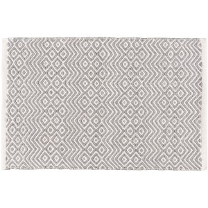 Tappeto bagno Wenko Abai, 50x80 cm, grigio chiaro/bianco, con motivo a rombi in stile boho.