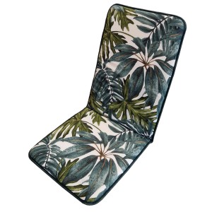 Cuscino per sedia da giardino con motivo a foglie tropicali. Comodo cuscino per esterni.