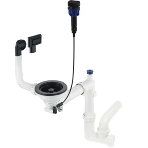 Kit di scarico per lavello in granito 1 vaschetta salvaspazio nero H10 cm