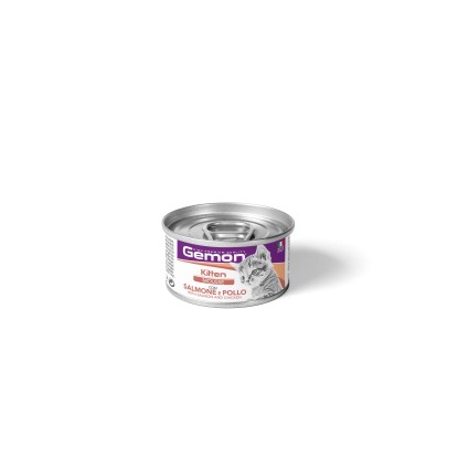 Cibo umido per gatti Monge Gemon salmone e pollo lattina mousse 85 g