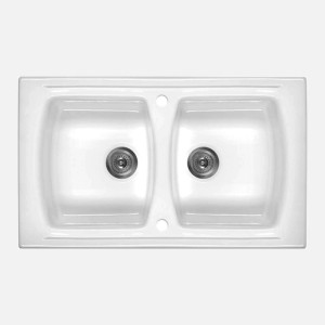 Lavello ceramica 2 vasche Cárdenas 500x220 mm bianco