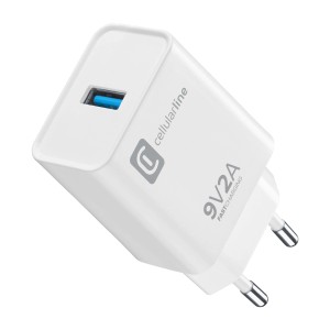 Adattatore da parete USB Cellularline 9V/2A bianco per ricarica rapida