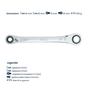 Chiave a cricchetto doppio anello 4 in 1