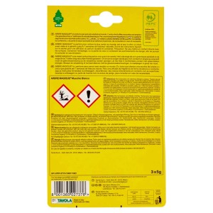 Confezione di t.b.t. profumo per auto con istruzioni e simboli di avvertenza.