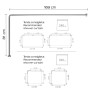 Disegno tecnico: Asta doccia angolare con dimensioni e dimensioni consigliate per la tenda doccia.