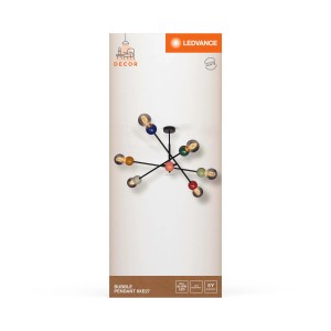 Lampada a sospensione decorativa LEDVANCE con sfere colorate, ideale come lampada a sospensione per spazi abitativi.