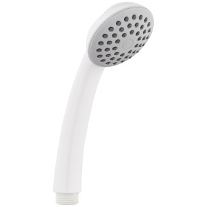 Soffione doccia CMI bianco con ugelli anticalcare per una facile installazione in bagno.