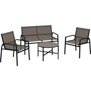 Salotto da giardino Tapena in acciaio Textilen tortora 4 posti