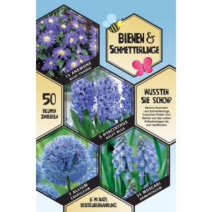 Bulbi da fiore blu per api e farfalle, 50 pezzi, mix di anemoni, giacinti, allium e muscari.