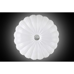 Plafoniera LED t.b.t. bianca con design floreale per montaggio a soffitto.