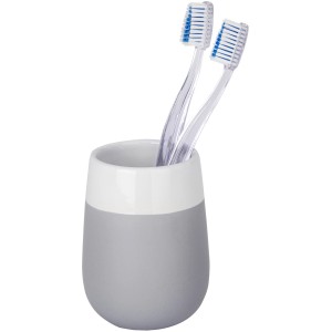 Portaspazzolino in ceramica Wenko Malta grigio-bianco con spazzolini.