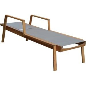 Lettino prendisole t.b.t. in legno con rivestimento grigio per giardino e terrazza.