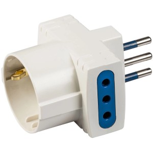 Adattatore multiplo t.b.t. bianco per prese.
