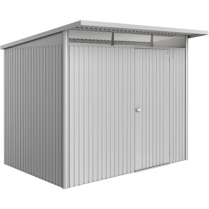 Casetta da giardino in metallo Biohort AvantGarde ECO Gr. A5 color argento metallizzato con porta standard.