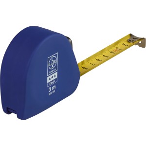 Metro a nastro LUX Classic 3 m, custodia blu, nastro giallo. Strumento di misura per distanze e lunghezze.