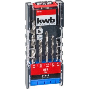 kwb Power-Box Set di punte da trapano per metallo HSS, 5 pezzi, varie dimensioni.