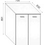 Schizzo di un mobile bagno sospeso bianco t.b.t. con dimensioni.