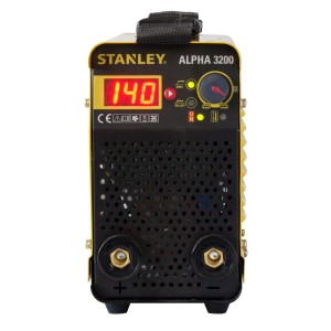 Saldatrice gialla t.b.t. con display digitale e maniglia per il trasporto.