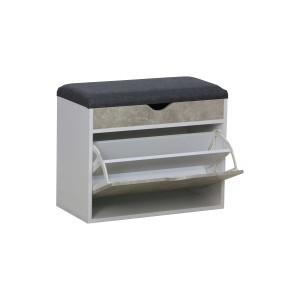 Scarpiera t.b.t. con seduta, bianco/grigio, con due scomparti per scarpe.