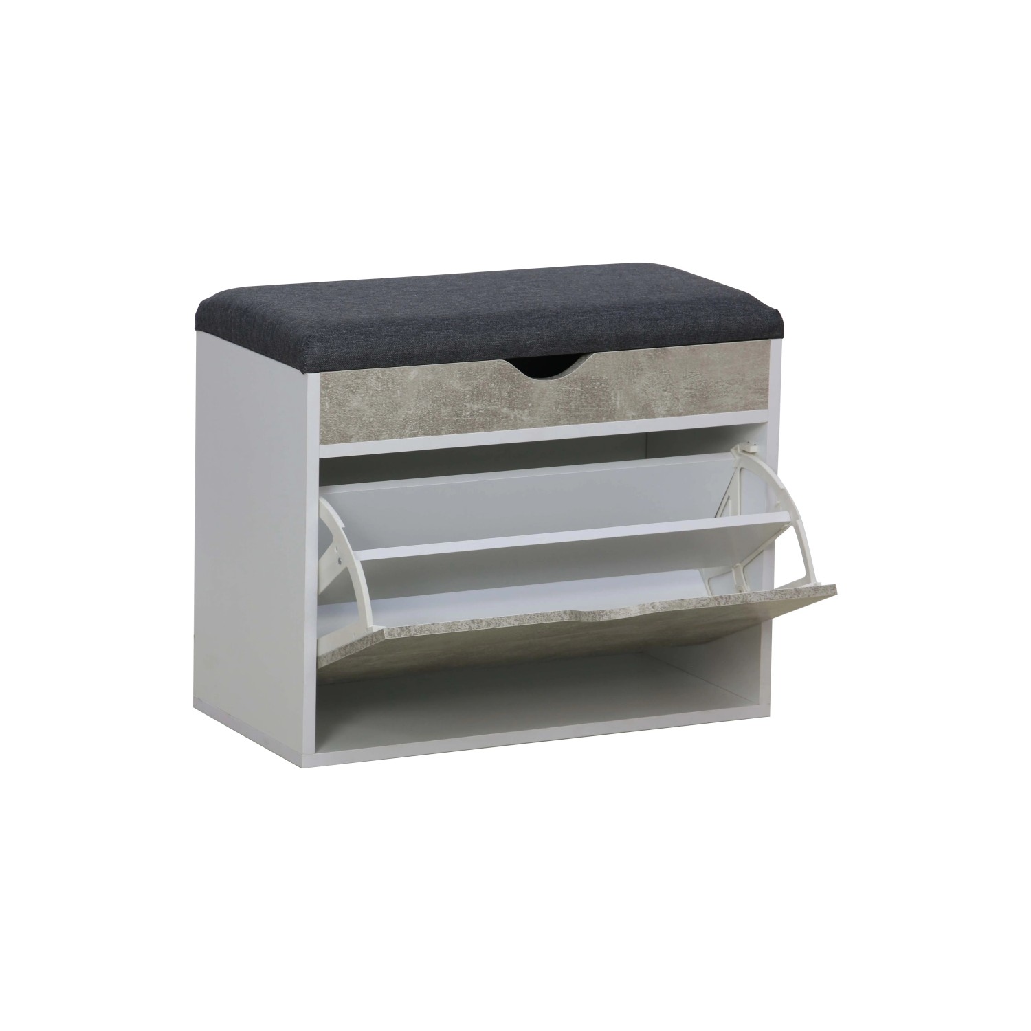 Scarpiera t.b.t. con seduta, bianco/grigio, con due scomparti per scarpe.