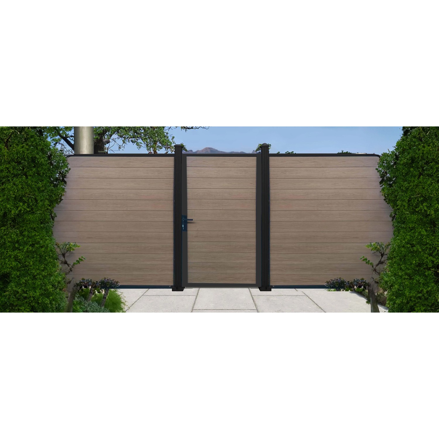 Cancello in WPC effetto legno Teck per pannello 90x180 cm legno_2
